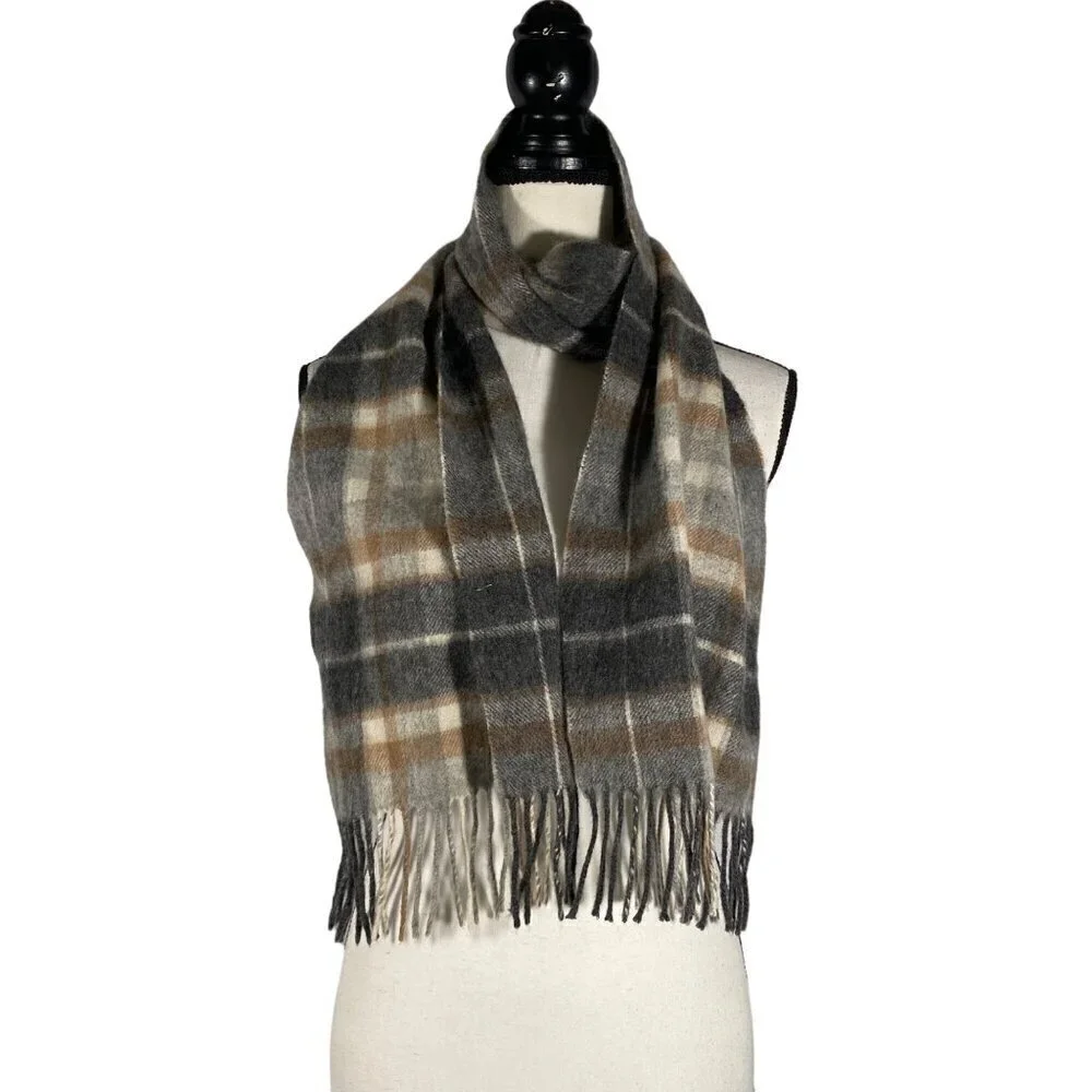 Joseph & Feiss neutral wool plaid scarf unisex